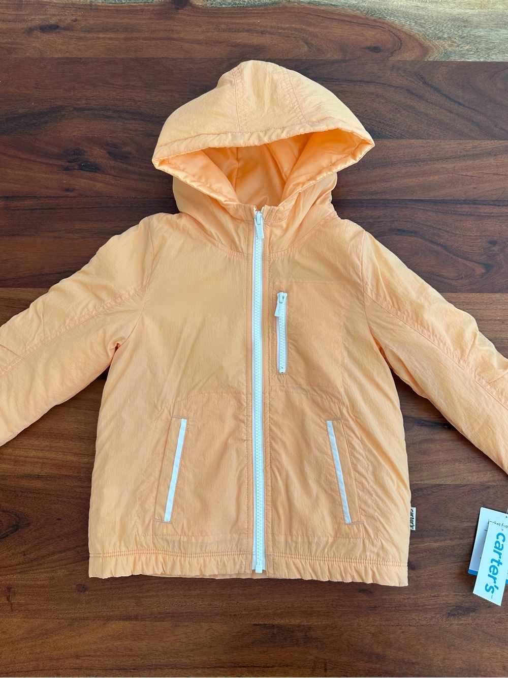Carter's Toddler Lightweight Hooded Windbreaker Jacket in Peach Orange